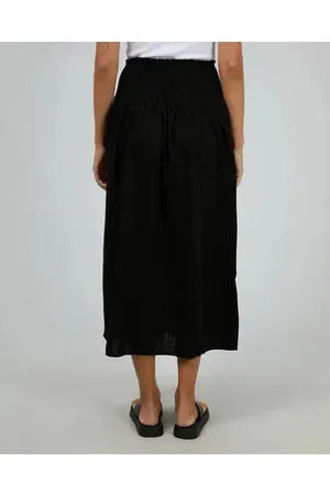 AAE Linen Shirred Maxi Skirt - Black