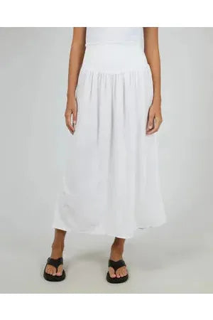 AAE Linen Shirred Maxi Skirt - White