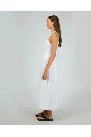 AAE Linen Shirred Maxi Skirt - White