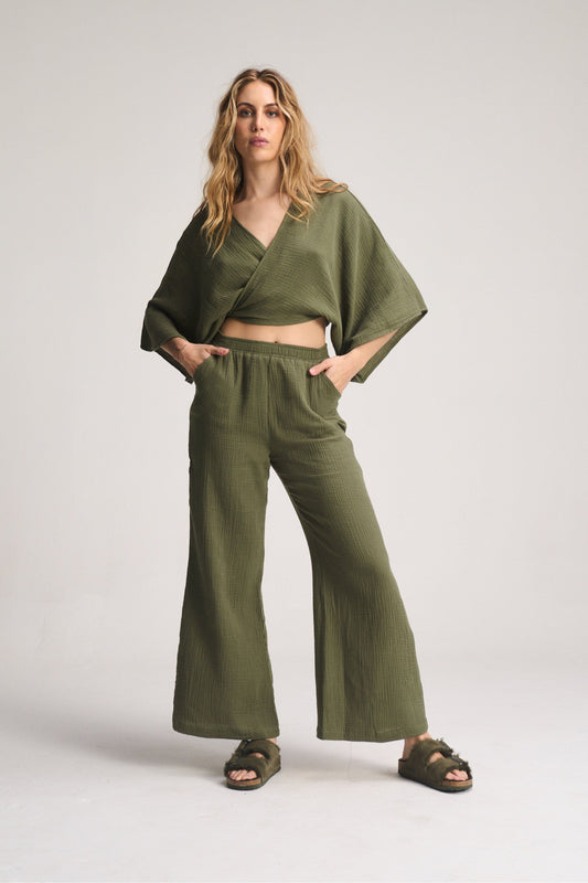 Wide Leg Chill Pants - Olive